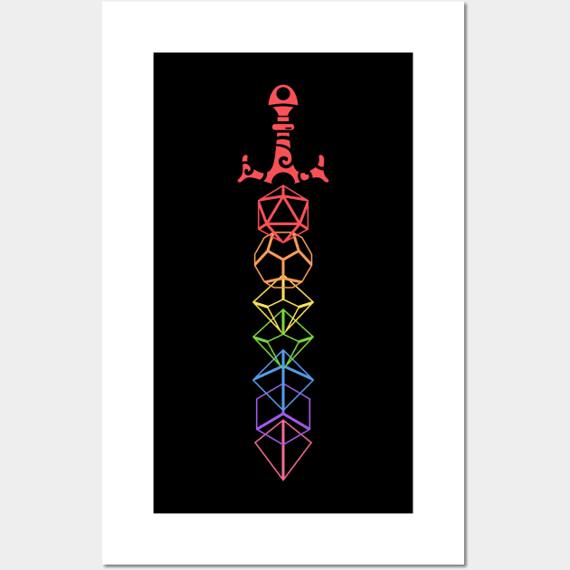 Roleplaying Dice Set Rainbow Dice Set Sword TRPG Wall Art by dungeonarmory